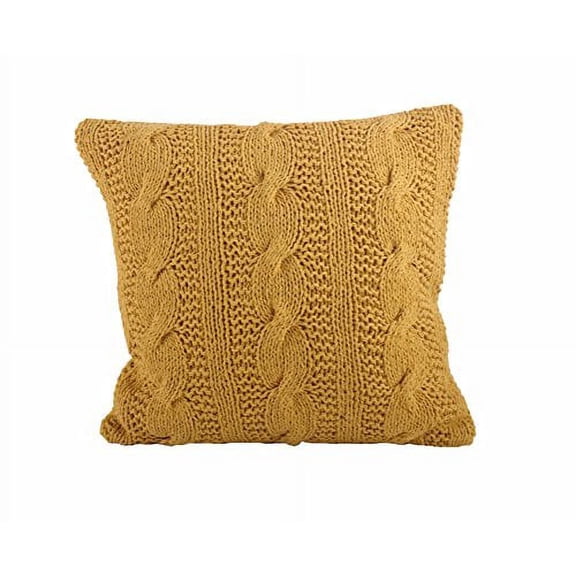 Cable Knit Design Throw Pillow (Saffron)