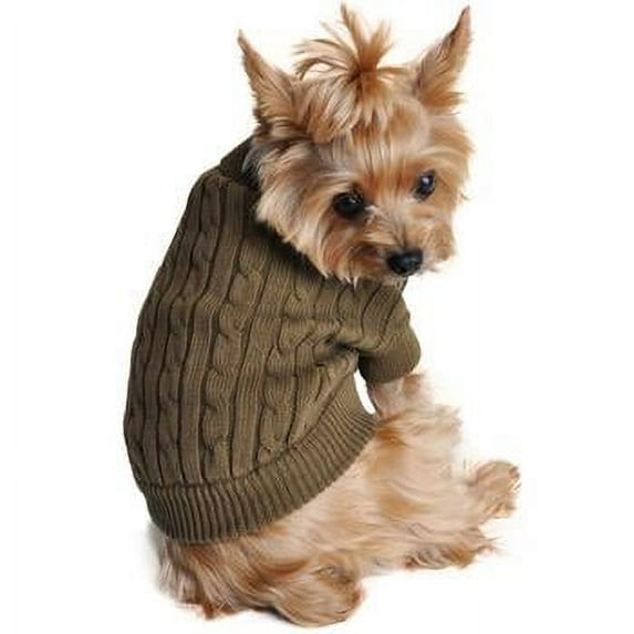 Cable Knit Dog Sweater by Doggie Design - Herb Green Small
