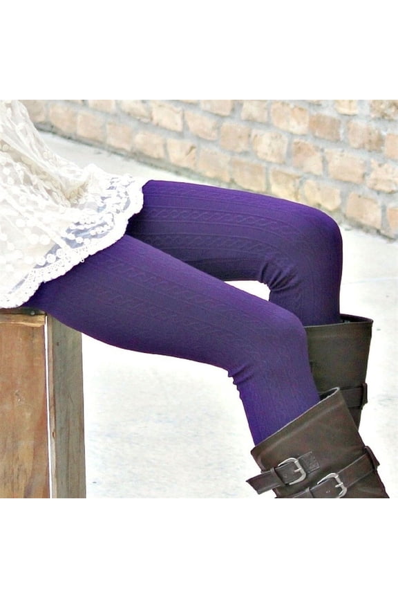 Cable Knit Fleece Lined Leggings | ( Sofra )