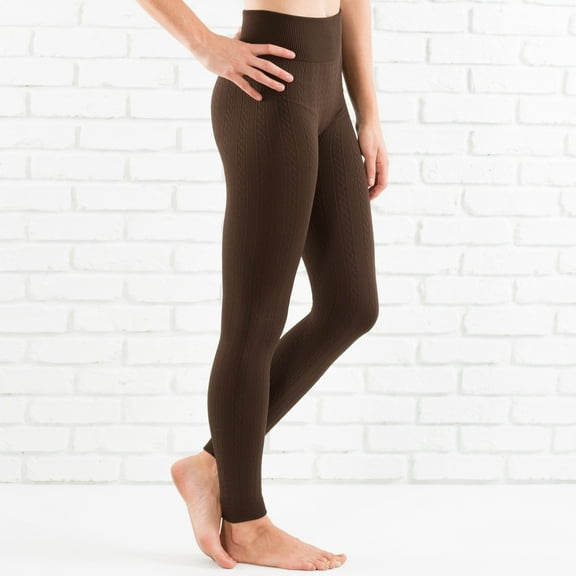Cable Knit Fleece Lined Leggings | ( Sofra )