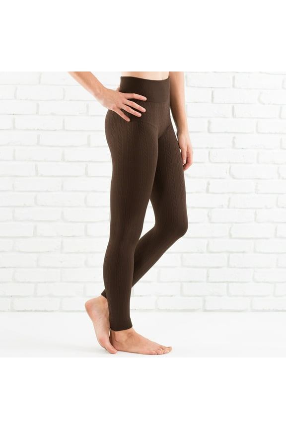 Cable Knit Fleece Lined Leggings | ( Sofra )