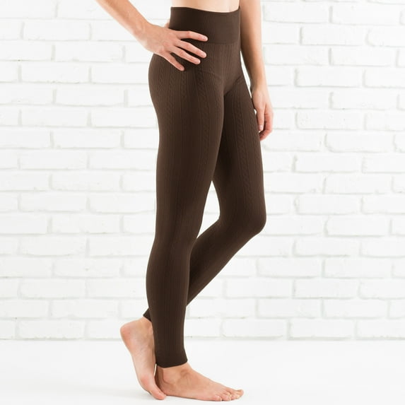Cable Knit Fleece Lined Leggings | ( Sofra )
