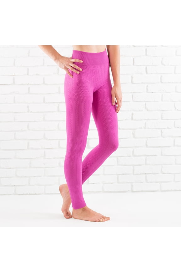 Cable Knit Fleece Lined Leggings | ( Sofra )