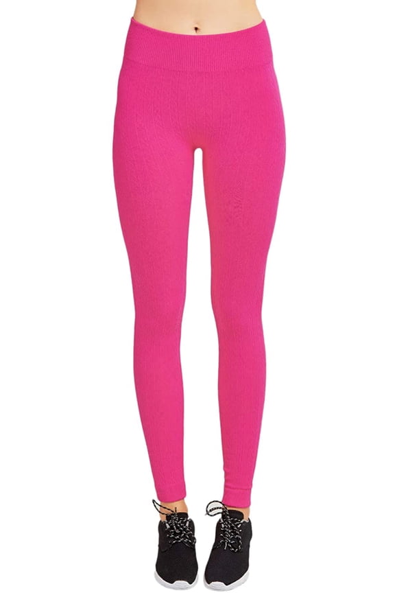 Cable Knit Fleece Lined Leggings | ( Sofra )