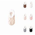 thumbnail image 1 of Cable Knit House Slippers for Women Indoor, Sherpa Fleece Lined Soft Loafer Shoes, Winter Warm Fluffy Bedroom Fuzzy Socks Non-slip Grippers, Cozy Gifts Unique Beige One Size, 1 of 4