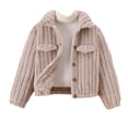 thumbnail image 1 of Cable Knit Jackets For Kids Lapel Button Down Ribbed Sweater Candigan Plush Fleece Thermal Fall Winter Outwear (160, Khaki), 1 of 7