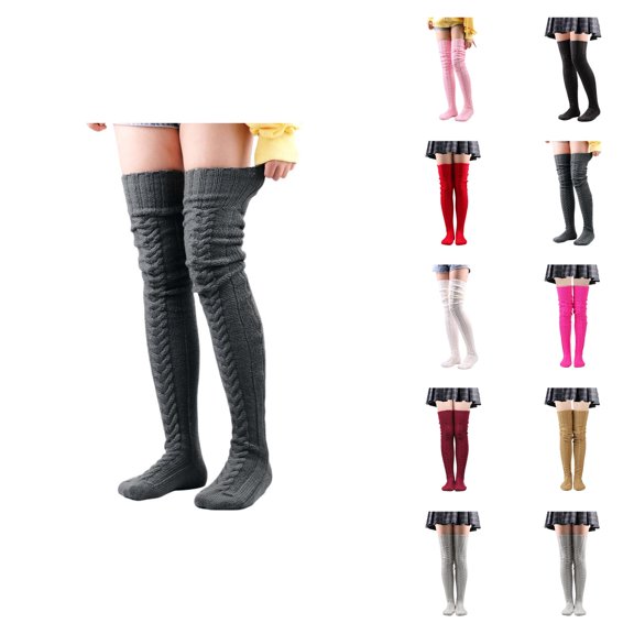 Cable Knit Over Knee Compression Socks for Women – Thick Warm Wool Blend Material, Slim Fit Slouchy Design, Ideal for Winter Dresses, Cold Weather Layering, and Stylish Daily Wear
