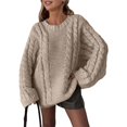 thumbnail image 1 of Cable Knit Oversized Sweaters Womens Cozy Pullover Sweater Fall Winter Clothes Camel Color S, 1 of 6