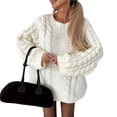 thumbnail image 1 of Cable Knit Oversized Sweaters Womens Cozy Pullover Sweater Fall Winter Clothes Cream White S, 1 of 8
