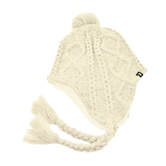 Cable Knit Peruvian Beanie Hat - ONE SIZE FITS MOST - Off White