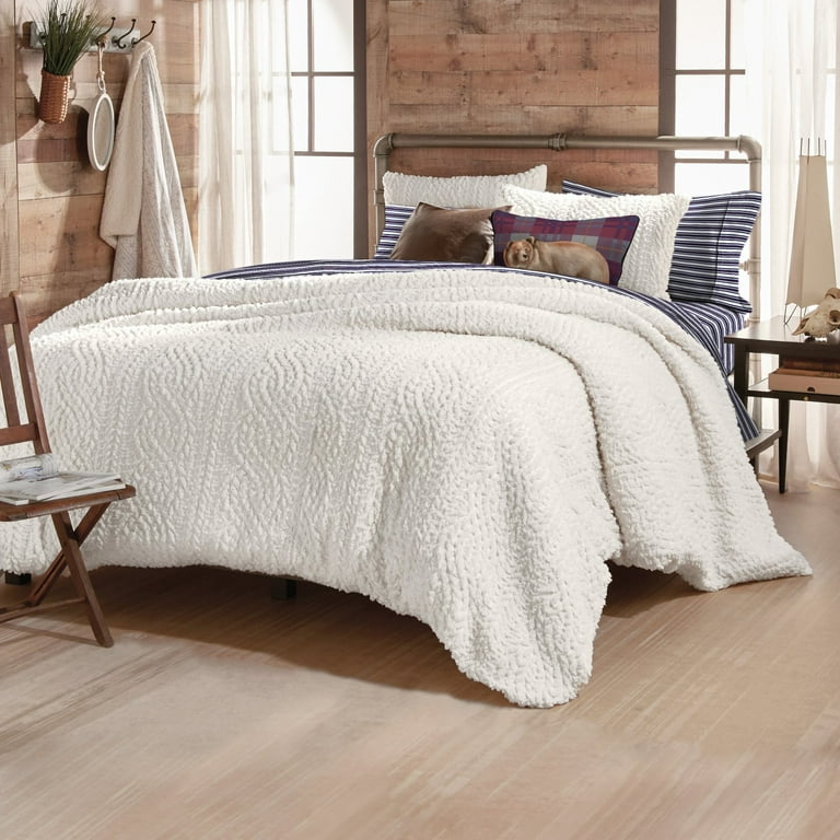 Cable Knit Pinsonic Sherpa Comforter Set by G.H. Bass Walmart