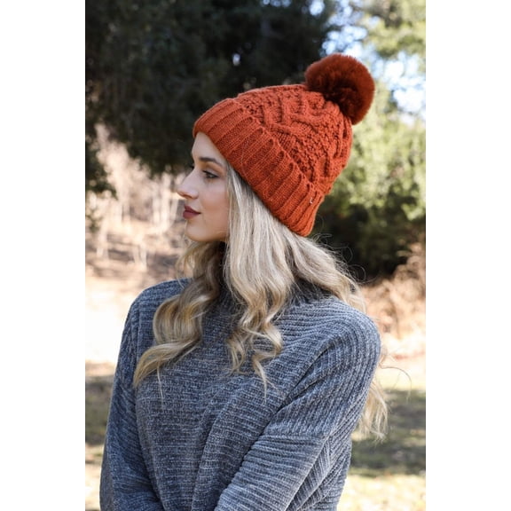 Cable Knit Pom Beanie