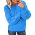 thumbnail image 1 of Cable Knit Pullover Loose Lantern Sleeve Casual Round Neck Womens Sweater Top, 1 of 9