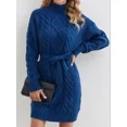 thumbnail image 1 of Cable Knit Sweater Dress, Casual High Neck Long Sleeve Dress, 1 of 5