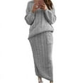 thumbnail image 1 of Cable Knit Sweater Dress Women Two Piece Knit Set Long Sleeve Crewneck Tops and Stretchable Knit Skirt with Pockets, 1 of 5