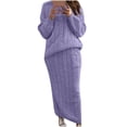 thumbnail image 1 of Cable Knit Sweater Dress for Women Solid Slim Fitting Sweater Dress Set 2 Piece Crewneck Tops Pencil Midi Skirt Set, 1 of 9