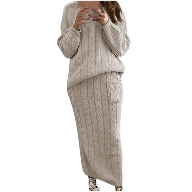 Fshiont Women's Cable Knit Sweater Dress: Crewneck Long Sleeve Fall Winter Mini Sweater Dress Wine M
