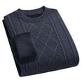 thumbnail image 1 of Cable Knit Sweater Men, Men's Fleece-Lined Thickened Knitted Warm Pullover Sweater Base Layer for Middle-Aged & Elderly, Long-Sleeve Round-Neck Casual Top, Mens Long Sleeve, 1 of 3