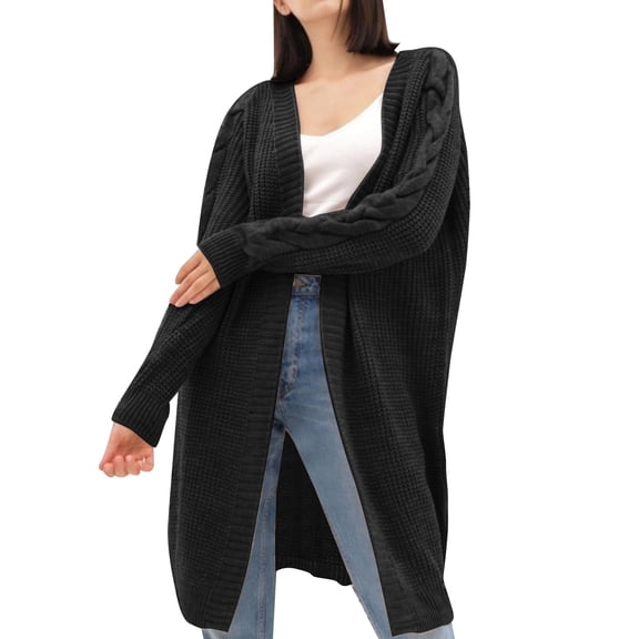 Cable Knit Sweater Women Fahion Winter Color Matching Knitting Cardigan Colorblock Sleeve Cardigan