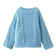 thumbnail image 1 of Cable Knit Sweater Women Sevevn Women's Cable Knitted Sweater Casual Solid Color Round Neck Long Sleeved Pullover Sweater Top, 1 of 2