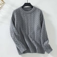 thumbnail image 1 of Cable Knit Sweater for Women Loose Comfortable Crew Neck Sweaters Ripple Pattern Solid Color Fall Long Sleeve Pullovers Top Winter Clothes, 1 of 4