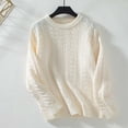 thumbnail image 1 of Cable Knit Sweater for Women Loose Comfortable Crew Neck Sweaters Ripple Pattern Solid Color Fall Long Sleeve Pullovers Top Winter Clothes, 1 of 8