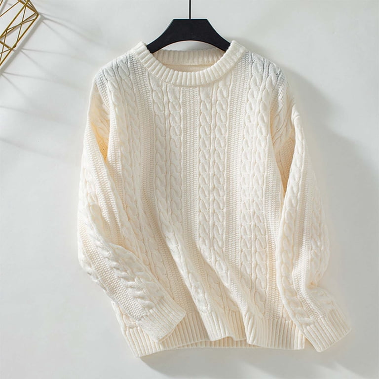 Women's Chunky Cable Knit V-Neck Sweater - Oversized, Winter Pullover, Acrylic/Nylon/PBT Blend