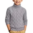 thumbnail image 1 of Cable Knit Sweaters Boys Girls Turtle Neck Long Sleeve Winter Sweater School Unisex Pullover Kids Fall Clothes Gray, 6 Y, 1 of 6