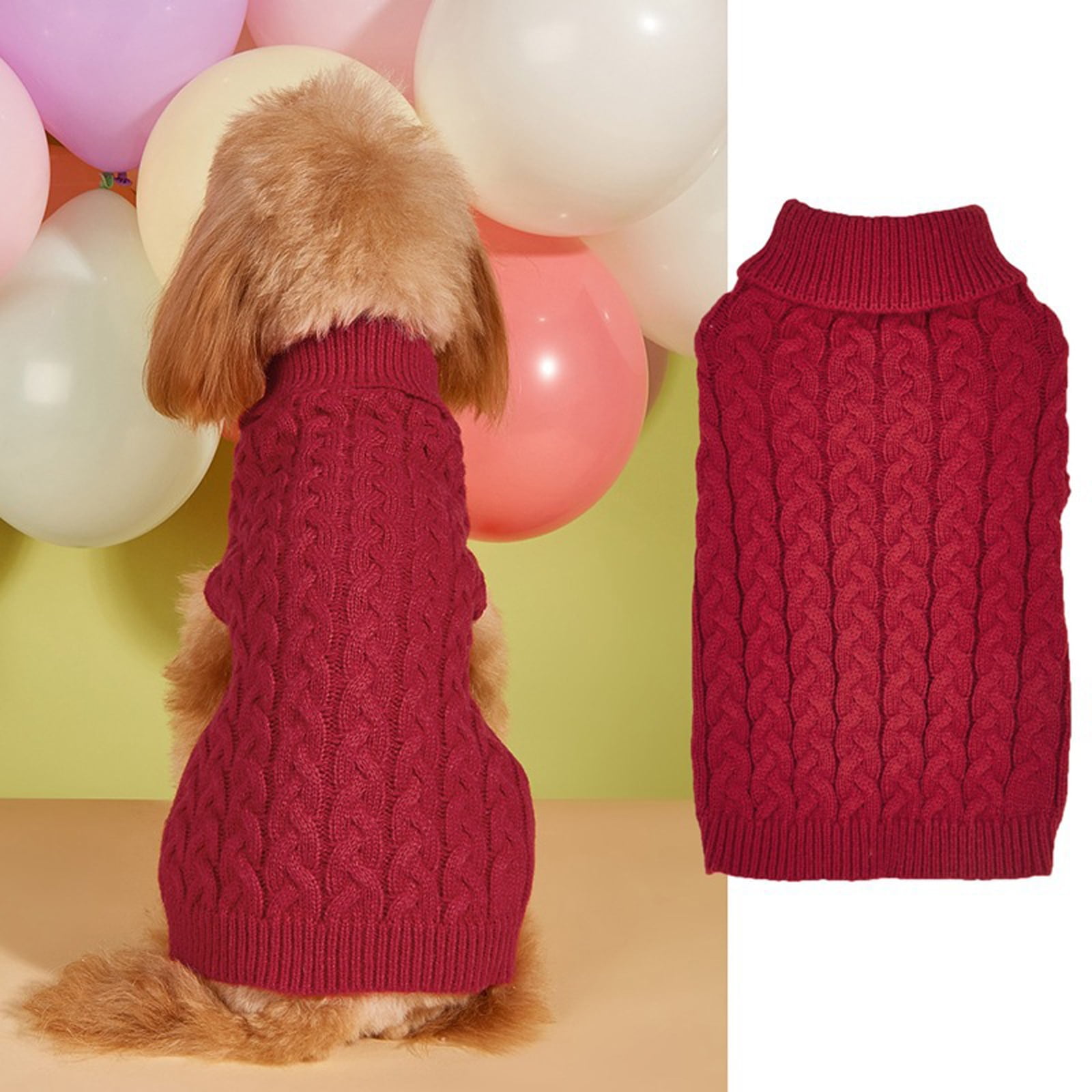 Cable Knit Turtleneck Sweater for Dogs Classic Pattern Pullover Pet ...