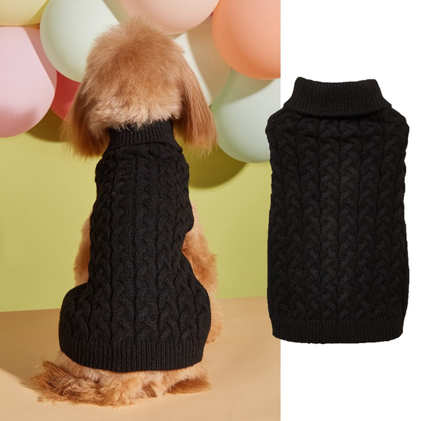 Cable Knit Turtleneck Sweater for Dogs Classic Pattern Pullover Pet ...