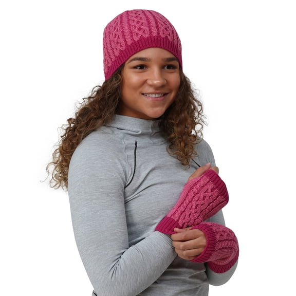 Cable Knit Women's Hand Warmers  and Beanie Gift Set