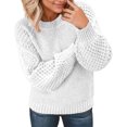 thumbnail image 1 of Cable Knit Womens Sweater Oversized Long Sleeve Crewneck Casual Comfortable Polyester Top All Season, 1 of 9