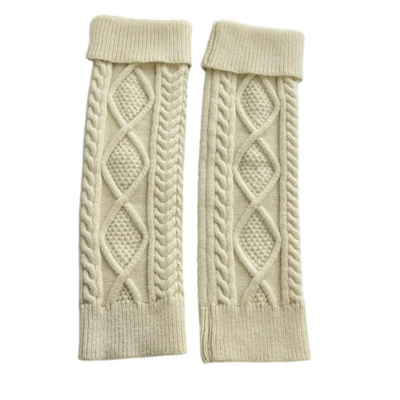 Cable Knitted Long Socks Leg Warmers Fashion Leg Sleeves Winter Warm ...