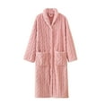 thumbnail image 1 of Cable Knitted Sweater Pajama Bathrobe Women Shawl Collar Cardigan Long Sleeve Plush Warm Pockets Cozy Maxi Bath Robe (X-Large, Pink), 1 of 6