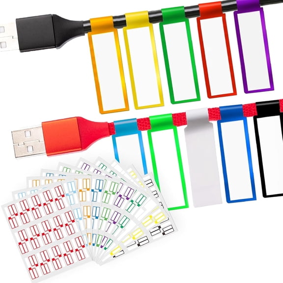 Cable Labels,300 PCS Waterproof Cable Tags in 10 Colors,Wire Labels for Management,Cord Label Can Write On,Self Adhesive Wire Label Printable for Laser Printer and Handwriting