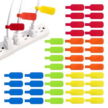 Wrap-It Storage Cable Labels (40 Pack) - Write-On Cord Labels and Wire Tags for Cable Management, Cords and Electronics - Medium Multi-Color
