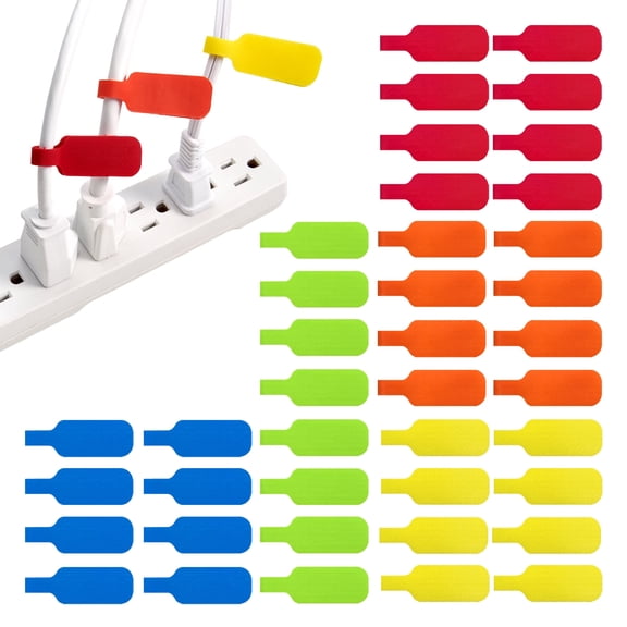 Wrap-It Storage Cable Labels - Write On Cord Tags for Wire Management and Identification - Medium (40 Pack) - Multicolor