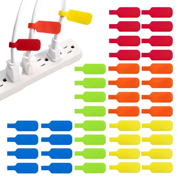 Wrap-It Storage Cable Labels (40 Pack) - Write-On Cord Labels and Wire Tags for Cable Management, Cords and Electronics - Medium Multi-Color