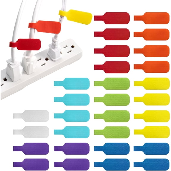 - Cable Labels, Medium, Multi-Color (30-Pack) Write On Cord Tags for Wire Management and Identification