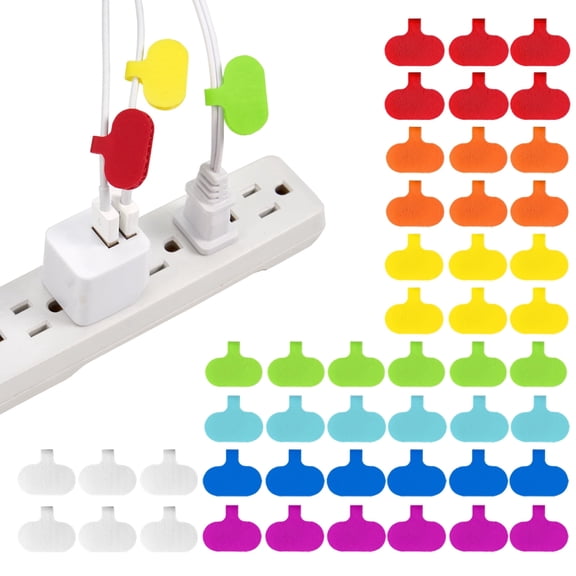 Wrap-It Storage - Cable Labels - Oval, Multi-Color (48 Pack) - Write-On Wire Tags for Cord Identification with Power Strips Behind Desks and TVs