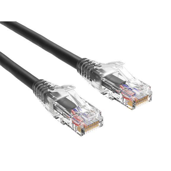 Cable Leader 0.5ft Cat6 Ethernet Patch Cable with Clear Boot, UTP, Pure Bare Copper, Black