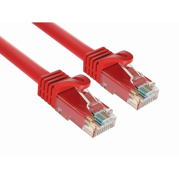 Cable Leader 0.5ft Cat6a UTP 10G Ethernet Network Patch Cable Snagless 24AWG Bare Copper, Red