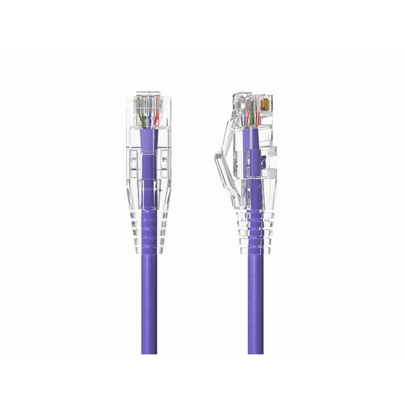Cable Leader 0.5ft Slim Cat6 28AWG UTP Ethernet Network Patch Cable Snagless, Purple