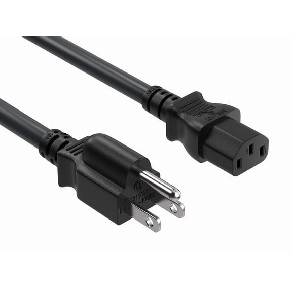 Cable Leader Computer Power Cord 1 ft - Black | NEMA 5-15P to IEC 320 C13, 14 AWG, 15A, UL Listed