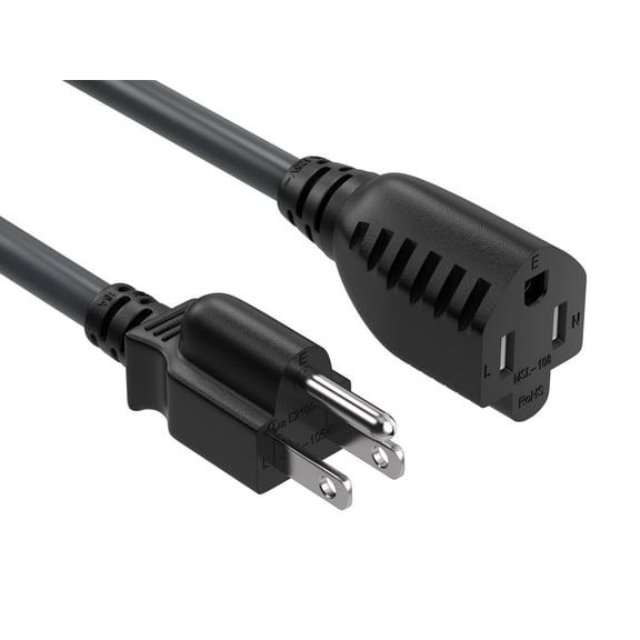 Cable Leader 10 Foot 14 AWG Outlet Saver Power Extension Cord, NEMA 5-15P to NEMA 5-15R, UL Listed
