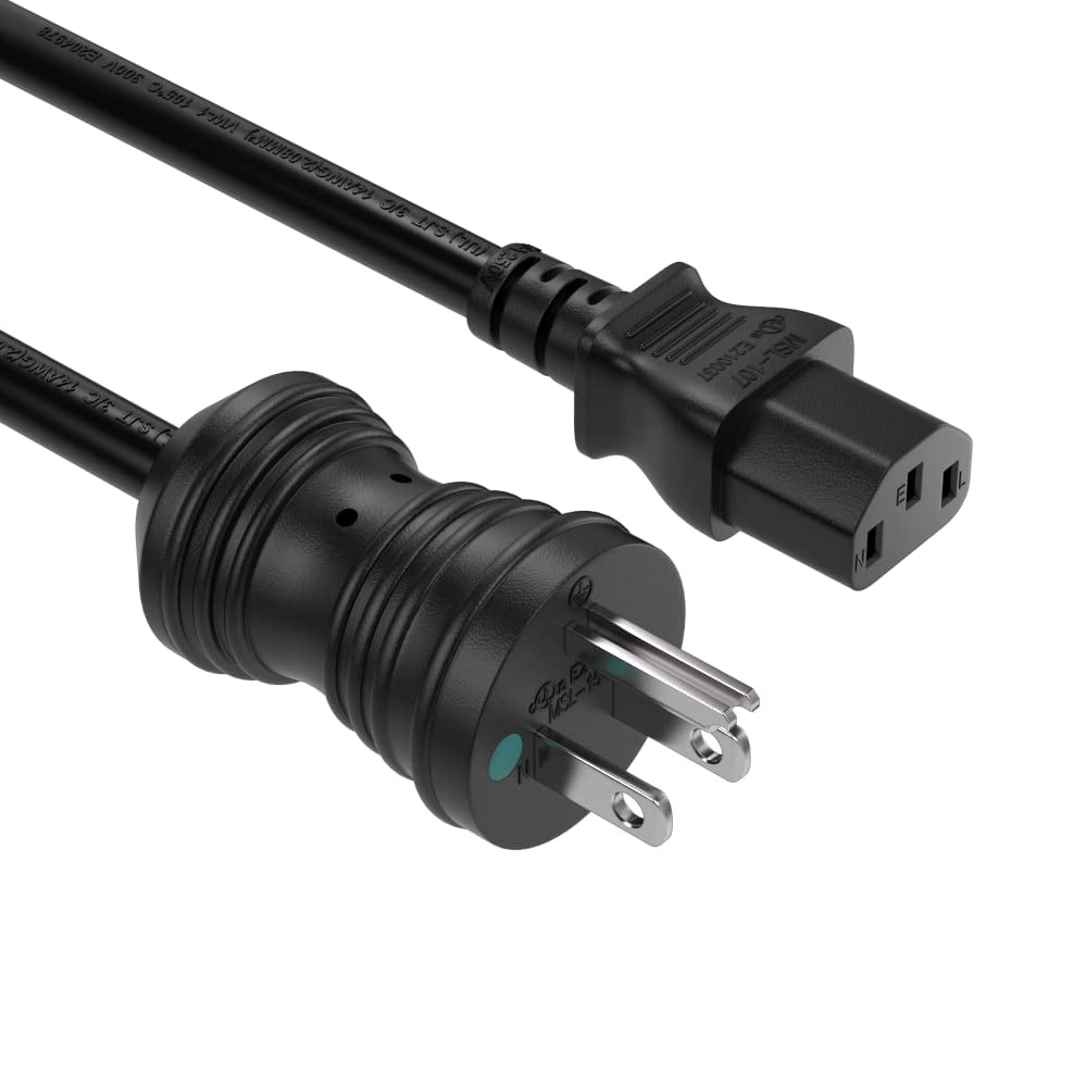 Cable Leader 10ft NEMA 5-15P to C13 Hospital Grade Power Cord 16 AWG, Black