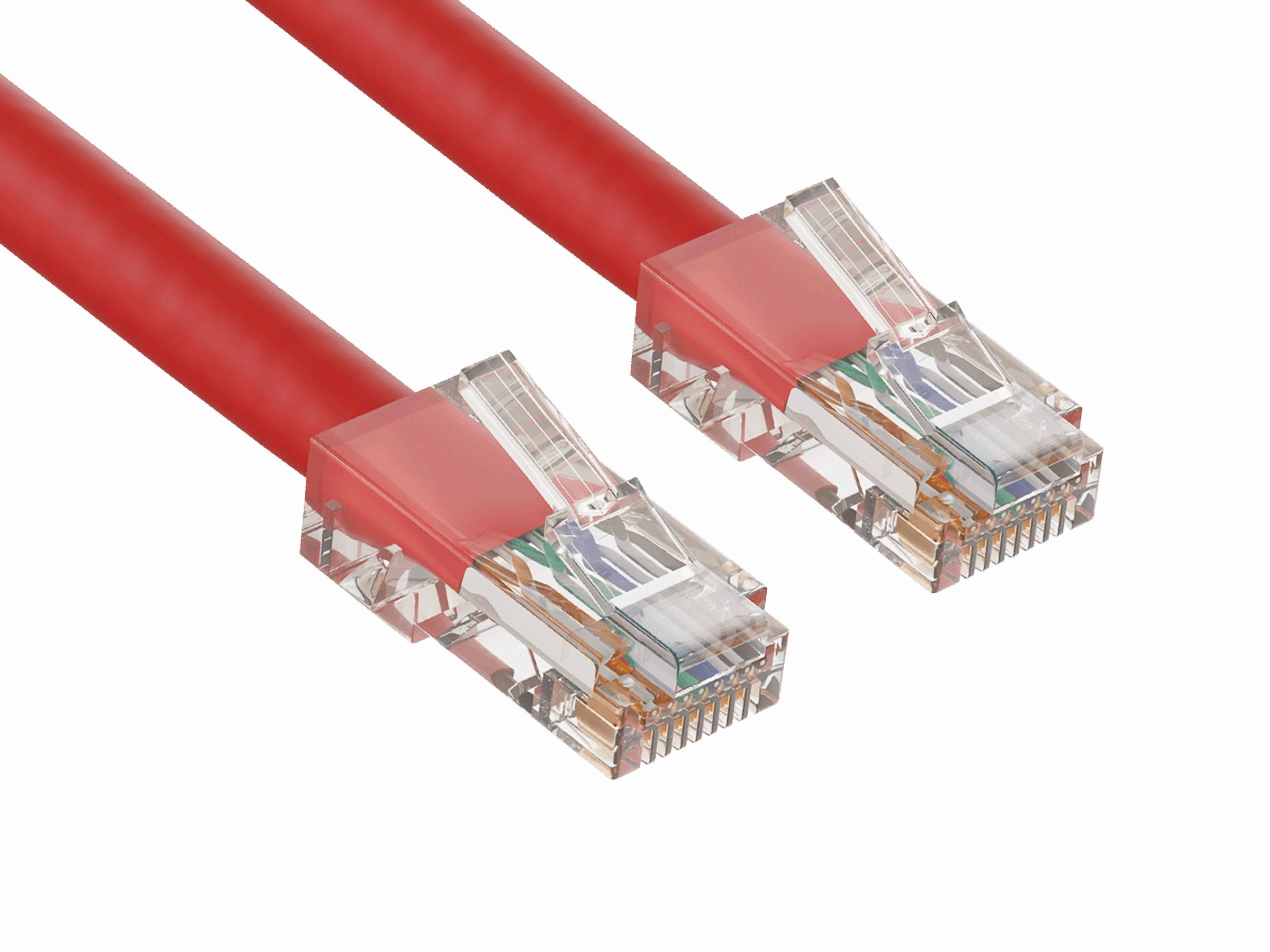Cable Leader 100ft Cat5e UTP Non-Booted Ethernet Network Patch Cable 24AWG Bare Copper, Red
