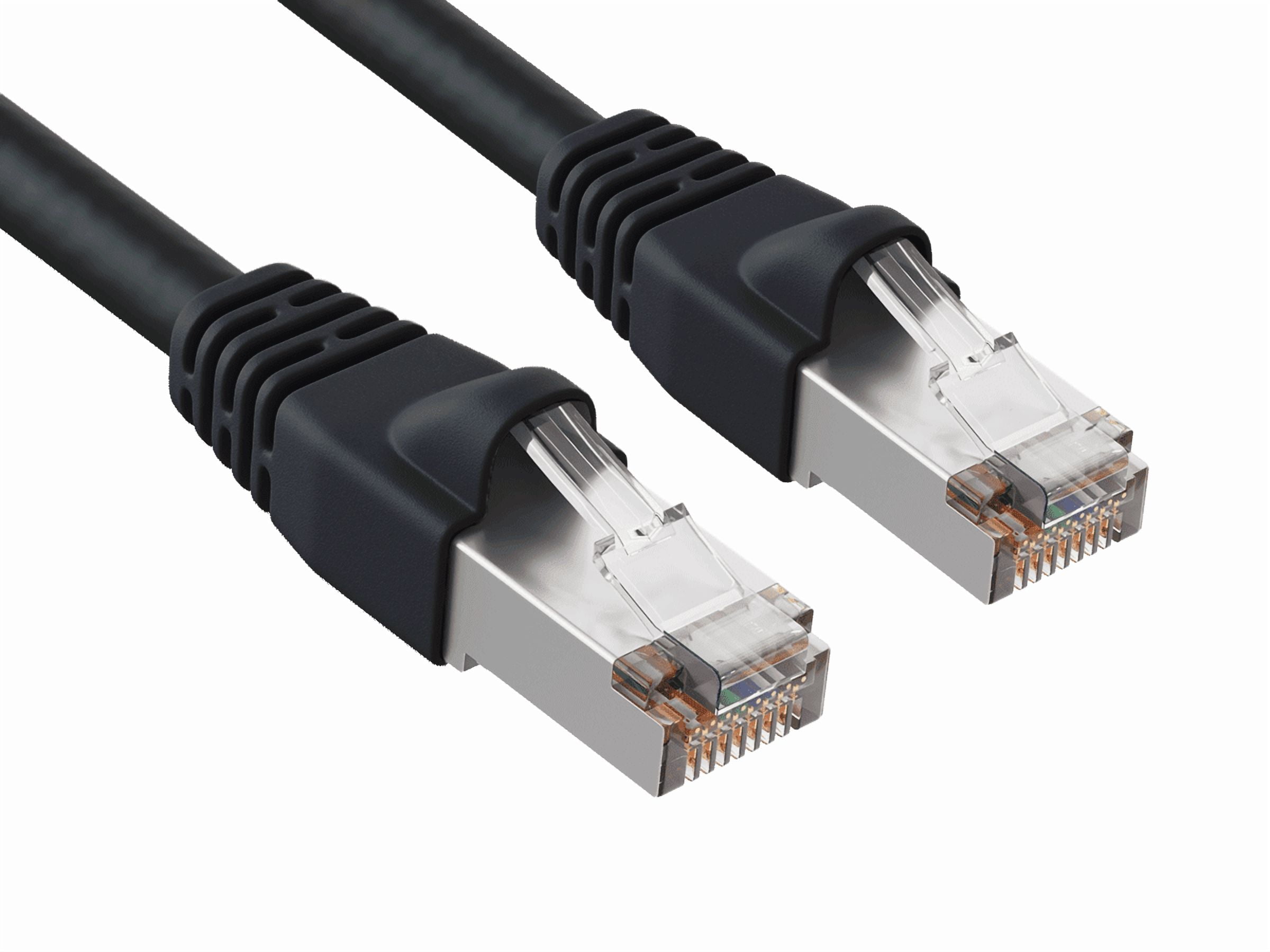 Cable Leader 100ft Cat6 Shielded Ethernet Network Patch Cable STP Snagless 24AWG Bare Copper, Black
