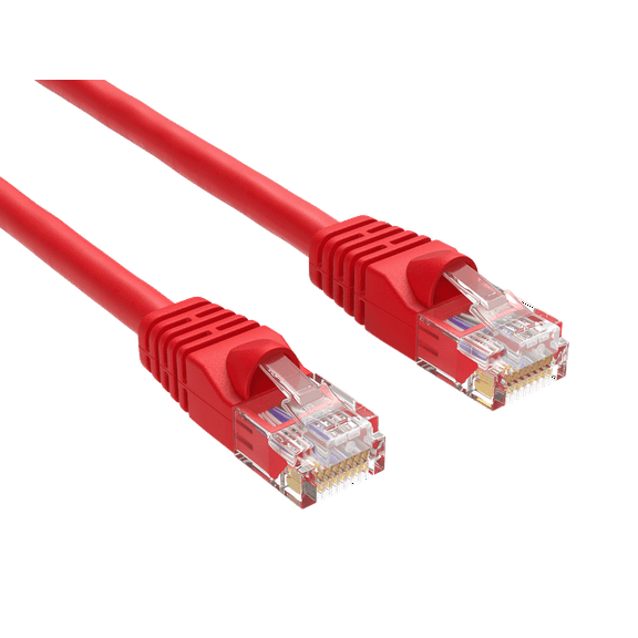 Cable Leader 10ft Cat6 Crossover UTP Ethernet Network Patch Cable Snagless 24AWG Bare Copper, Red