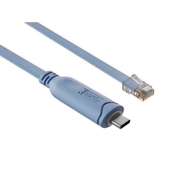 Cable Leader 10ft Cisco Console Cable USB-C to RJ45 8P8C Flat Serial Console Cable, Blue
